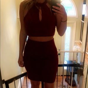 Maroon skirt + top
